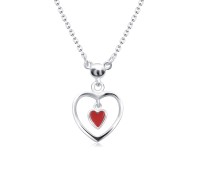 Cute Hanging Heart Silver Necklace SPE-5450